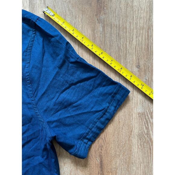 FRAME Blue Short Sleeve Cotton Button Up Camp Shirt Top Mens Size Medium - Picture 9 of 9